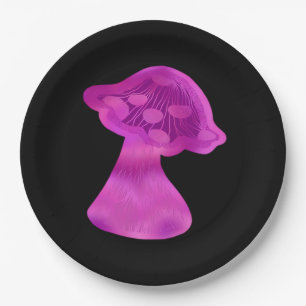 Whimsigoth Zen Pattern Mushroom Paper Plate