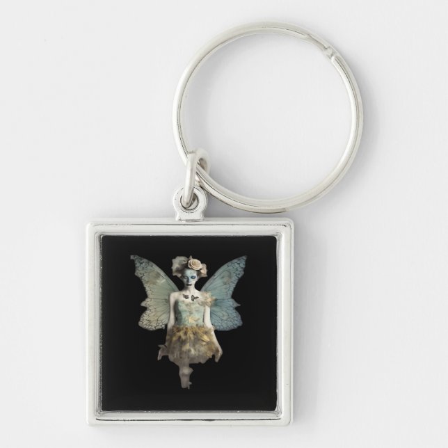 Whimsigoth Zombie Fairy Old Timey Gothic Moody Art Key Ring (Front)