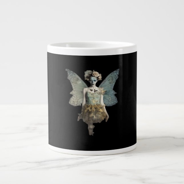 Whimsigoth Zombie Fairy Old Timey Gothic Moody Art Large Coffee Mug (Front)
