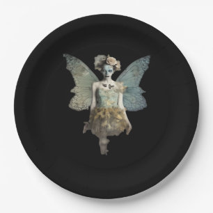 Whimsigoth Zombie Fairy Old Timey Gothic Moody Art Paper Plate
