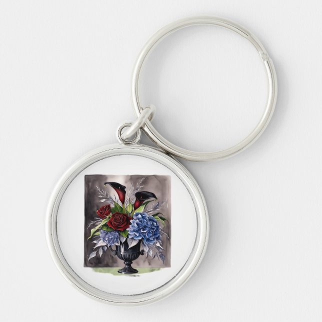 Whimsigothic – Gothic Floral Vase Aesthetic Classi Key Ring (Front)