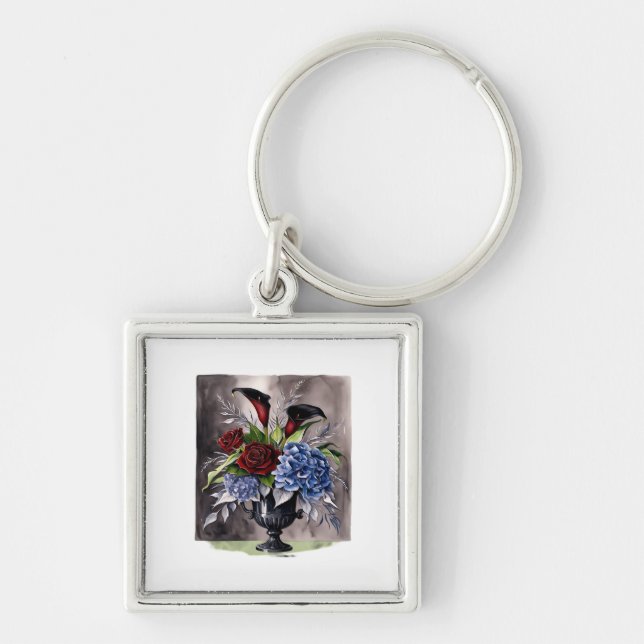 Whimsigothic – Gothic Floral Vase Aesthetic Classi Key Ring (Front)