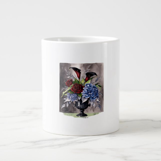 Whimsigothic – Gothic Floral Vase Aesthetic Classi Large Coffee Mug (Front)