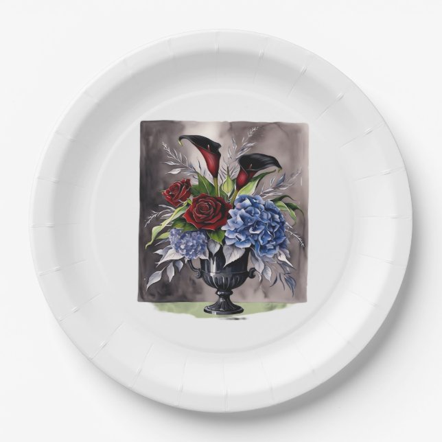 Whimsigothic – Gothic Floral Vase Aesthetic Classi Paper Plate (Front)