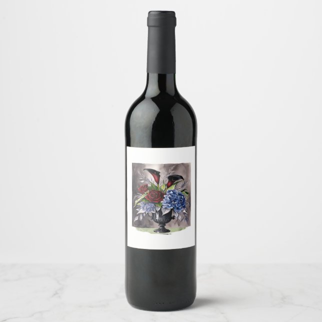 Whimsigothic – Gothic Floral Vase Aesthetic Classi Wine Label (Front)