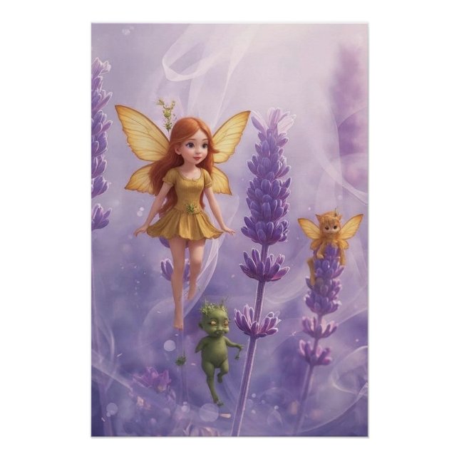 Whimsy Among the Purple Blooms Poster (Front)