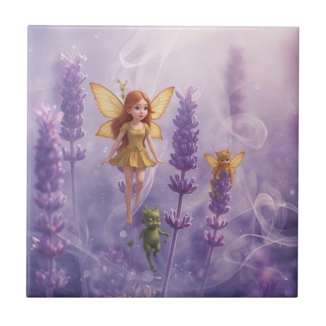 Whimsy Among the Purple Blooms Tile (Front)