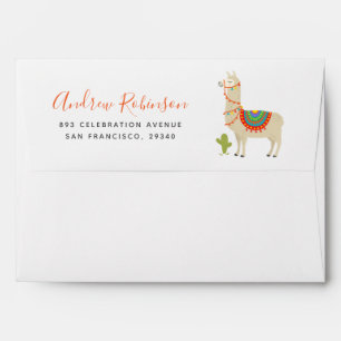 Whimsy Animal Llama Birthday Party Pre-addressed Envelope
