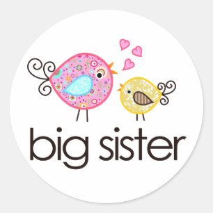 Whimsy Birds Big Sister T-shirt Announcement Classic Round Sticker