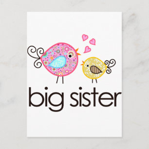 Whimsy Birds Big Sister T-shirt Announcement Postcard