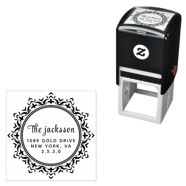 Whimsy Botanical Family Name & Return Address  Self-inking Stamp (In Situ)