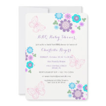 Whimsy Butterfly Flowers BBQ Backyard Baby Shower