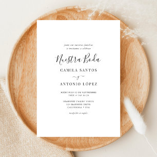 Whimsy Caligrafía Nuestra Boda   Spanish Wedding Invitation