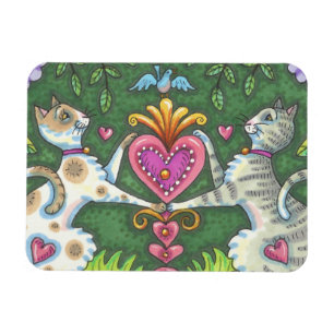 WHIMSY CATS AND BLUEBIRD VALENTINE MAGNET