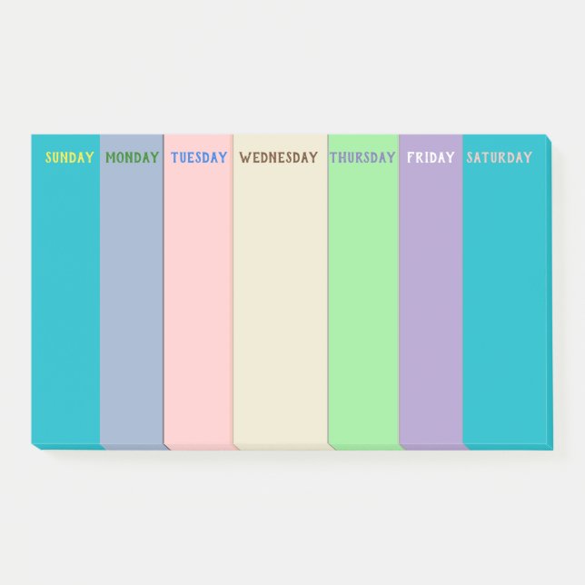 Whimsy Colours Weekly To-Do List Post-it Notes (Front)