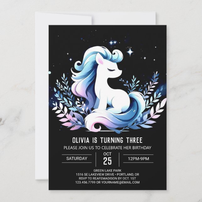 Whimsy Custom Horse Birthday Invitation (Front)