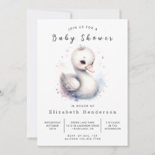 Whimsy Custom Swan Baby Shower Invitation