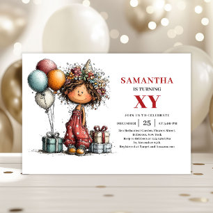 Whimsy Cute Little Girl Playful Birthday Invitatio Invitation