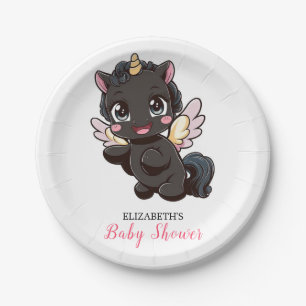 Whimsy Cute Unicorn Baby Shower Paper Plate