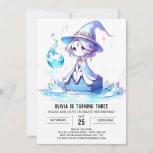 Whimsy Cute Wizard Birthday Invitation