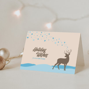 Whimsy deer Holiday Wishes Folded Greeting Card