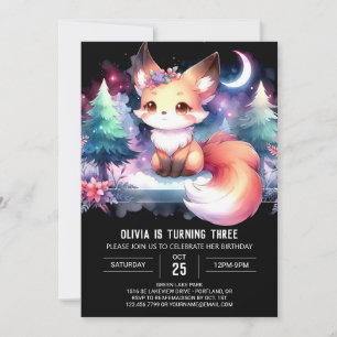 Whimsy Digital Fox Birthday Invitation