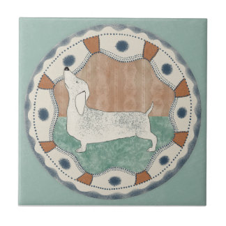 Whimsy Dog Mint Blue Terracotta Teal Aqua Tile