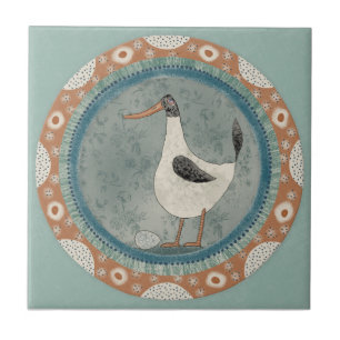 Whimsy Duck Mint Blue Terracotta Teal Aqua Tile