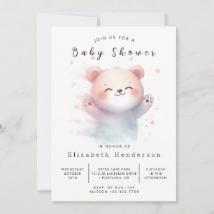 Whimsy Editable Bear Baby Shower Invitation