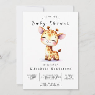 Whimsy Editable Giraffe Baby Shower Invitation