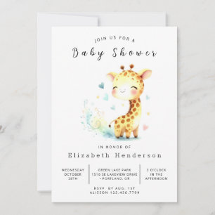 Whimsy Editable Giraffe Baby Shower Invitation