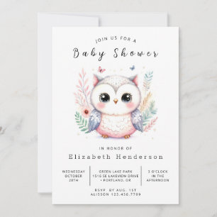 Whimsy Editable Owl Baby Shower Invitation