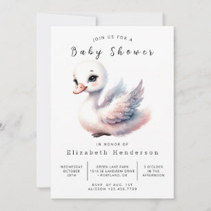 Whimsy Editable Swan Baby Shower Invitation