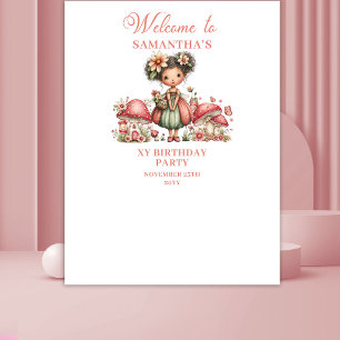 Whimsy Fairy 4th Birthday Blush Flowers Backdrop Tapestry
