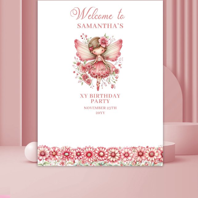 Whimsy Fairy Blush Pink 1st Birthday Backdrop Tapestry (Whimsy Fairy Blush Pink 1st Birthday Backdrop)