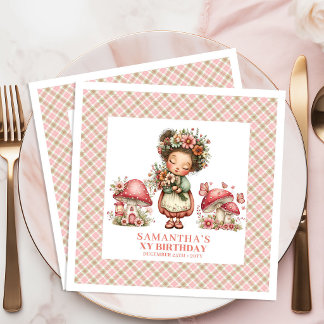 Whimsy Fairy Blush Pink Floral Birthday Celebratio Napkin