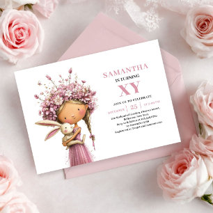 Whimsy Fairy Girl 4th Birthday Blush Floral invite