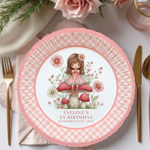 Whimsy Fairy Girl Birthday Blush Floral paper Plate