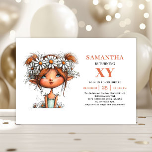 Whimsy Fairy Girl Birthday Floral Pastel invitatio Invitation