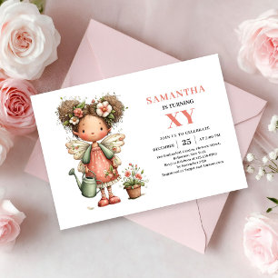 Whimsy Fairy Girl Birthday Pastel Pink invitation
