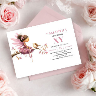 Whimsy Fairy Girl Birthday Rose Gold invitation