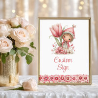Whimsy Fairy Girl Blush Floral Birthday Custom Sig
