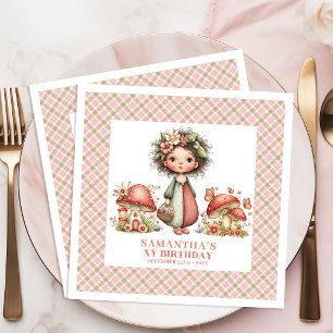 Whimsy Fairy Pink Floral Cottagecore Birthday   Napkin