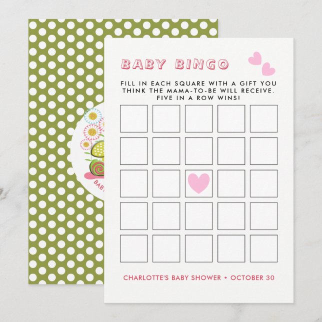 Whimsy Fairy-tale Garden Baby Shower Bingo Game Invitation (Front/Back)