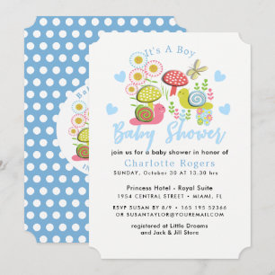 Whimsy Fairy-tale Spring Garden Baby Boy Shower Invitation