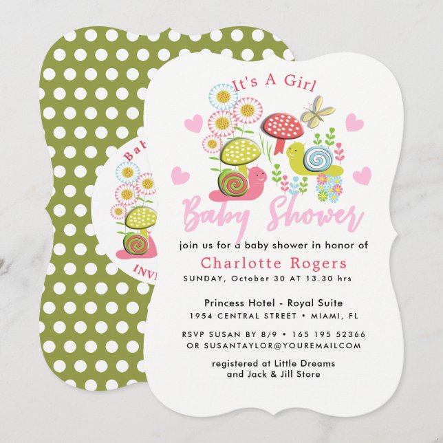 Whimsy Fairy-tale Spring Garden Baby Girl Shower Invitation (Front/Back)