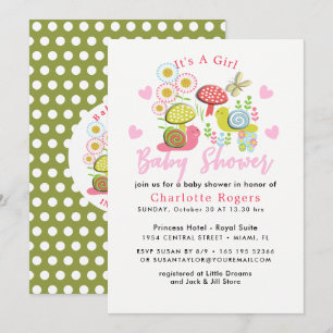 Whimsy Fairy-tale Spring Garden Baby Girl Shower Invitation
