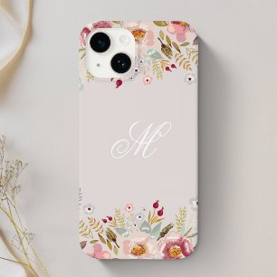 Whimsy Floral Monogram Pink Case-Mate iPhone 14 Case
