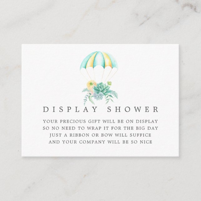 Whimsy Floral Parachute Baby Shower Display Shower Enclosure Card (Front)