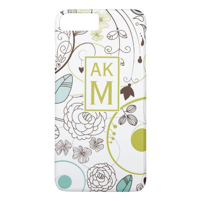 Whimsy Floral Pattern Monogram iPhone 7 Plus Case (Back)